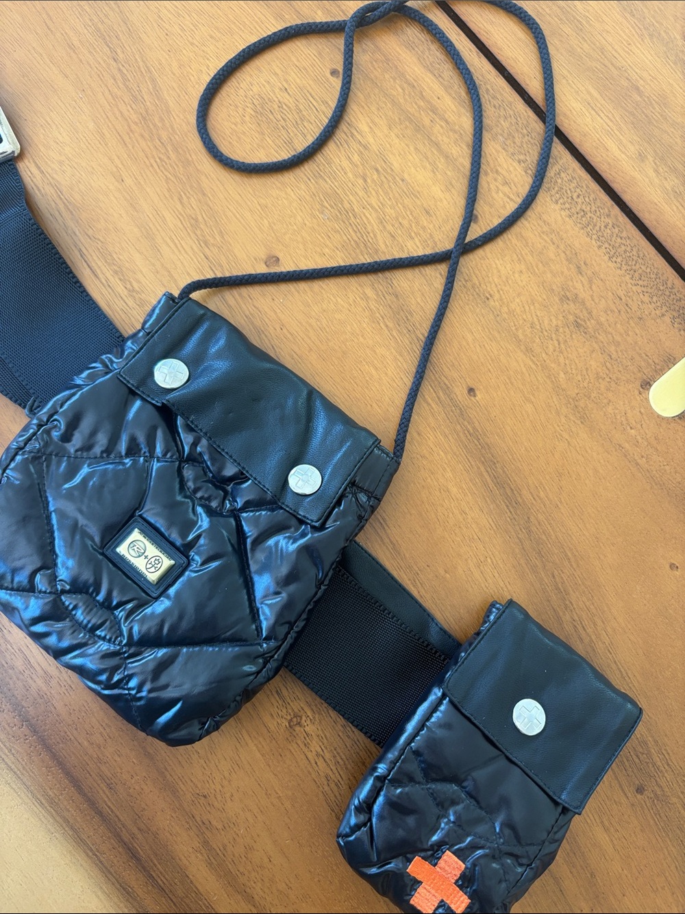 Vintage Black Quilted Crossbody Belt Bag with Pouch - Rossignol